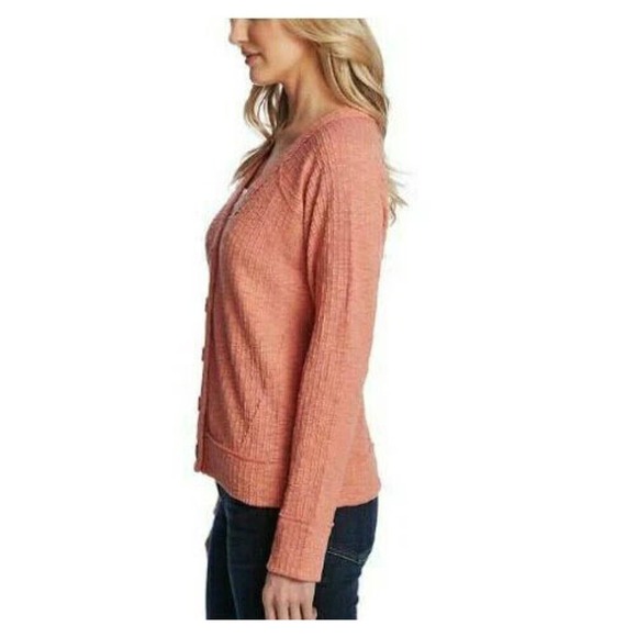 Vince Camuto Womens Size XXL 2XL Peach Knit Cardigan Sweater Boxy Crop Cozy - Picture 2 of 8